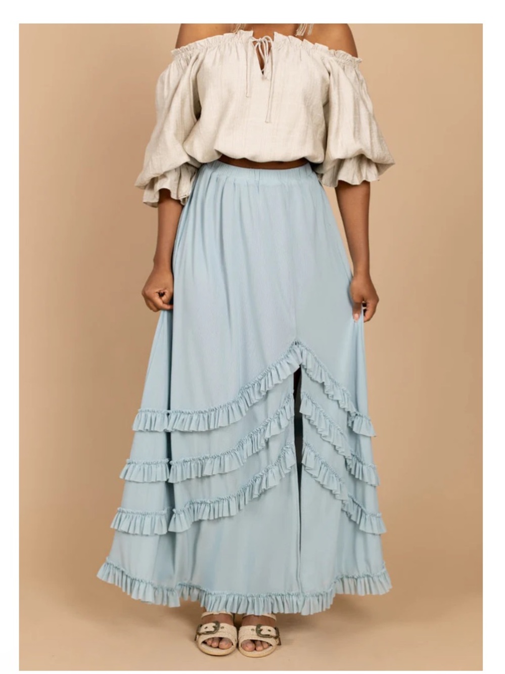 Joyfolie Gorgeous Ice Blue Maxi Skirt NWT XXL